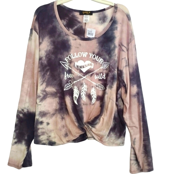 Boho Wild Tie Dye Long Sleeve Tee NWT 1X - Picture 6 of 6